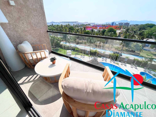 Imagen 9 de 30 de Cad Altamar Victory 401. Terraza Grande Con Vista A Los Jardines Y Albercas