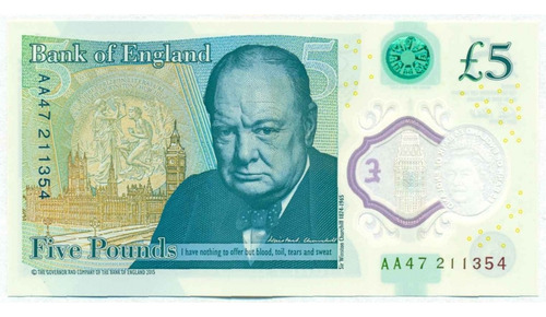 Inglaterra 5 Libras Polimero Año 2015 Sin Circular Unc