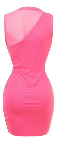 Vestido Corto Drapeado Stretch Lycra Transparencias Fresco