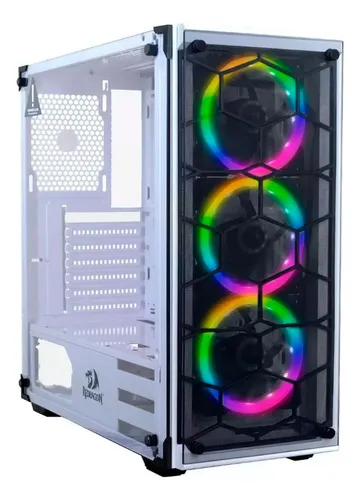 comprar Gabinete Gamer Redragon Wheeljack Blanco Con 3 Abanicos Rgb