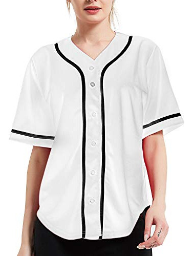 Toptie Women's Baseball Jersey Hip Hop Hipster Button P1gsy