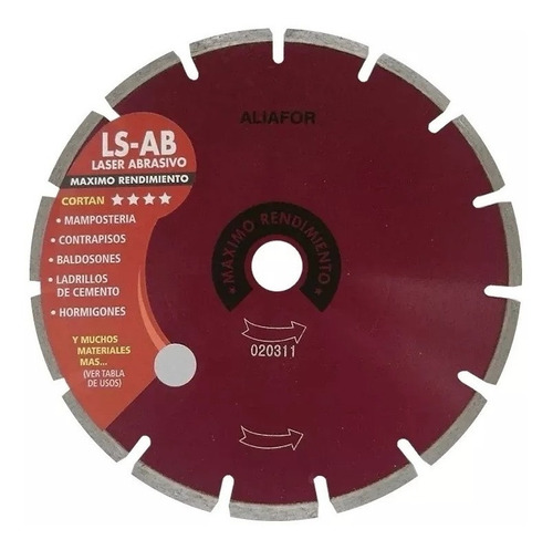 Disco Diamantado Aliafor Laser Abrasivo Ls Ab 7 180 Mm 7''