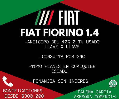 Fiat Fiorino Plan Gobierno S/interes Retira Con 10% Y Dni P-