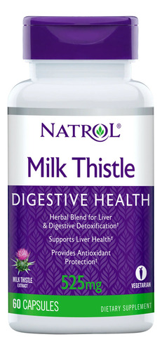 Natrol Cardo Mariano 525 Mg 60 Caps Milk Thistle Digestivo Sabor Sin sabor