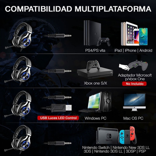 Auriculares Gamer Eksa E3000 Rgb Multiplataforma Pc Ps4 Xbox