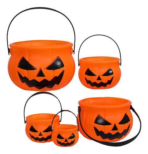 Contenedor De Cubo De Calabaza De Halloween, Cesta 5 Piezas