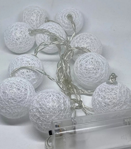 Imagen 3 de 10 de 10 Bolas Hilo Blanca Guirnalda Tira Led Calida A Pila Oferta