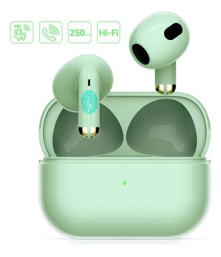 Audífonos in-ear inalámbricos Achoice Bluepoodsmini verde con luz LED