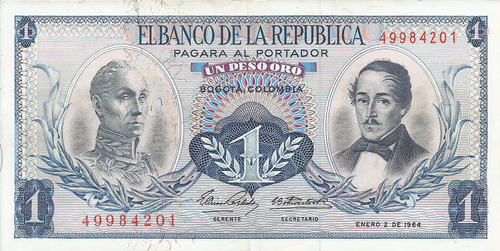 Colombia 1 Peso 2 Enero 1964