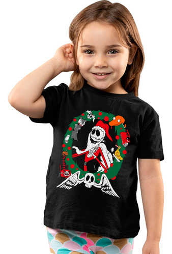 Playera Infantil Obscura De Corona Navideña Jack Santa 