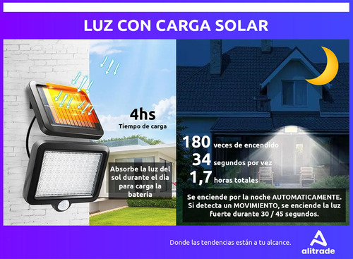 Luz Reflector Solar Exterior Sensor Cob Led Impermeable Color De La Luz Blanca