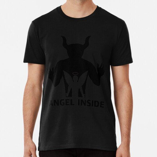 Remera Angel Inside Black Algodon Premium