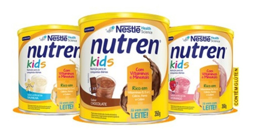 Nutren Kids Morango, Chocolate E Baunilha 350g Kit C/3