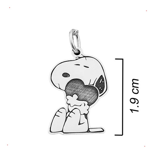 Dije Y Caucho Snoopy Corazon Plata 925 Envio Gratis Plateado