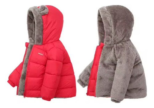 Chaquetas D Invierno Con Capucha Plumón De Felpa Niños Niña