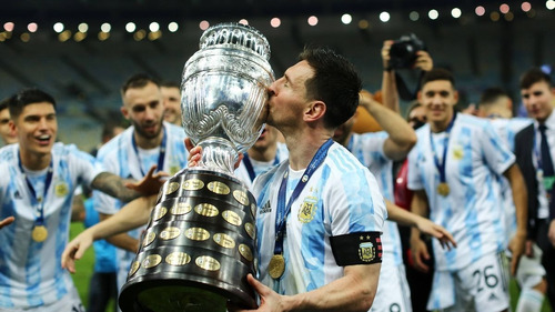 Poster Messi Argentina Copa America En Lona 100 X 56 Cm 