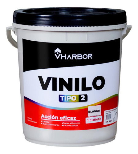 Pintura Vinilo Tipo 2 Interior Blanco Cuñete (vharbor)