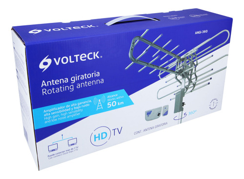 Antena Aérea Para Tv Hd, Giratoria C/control, Volteck 48115