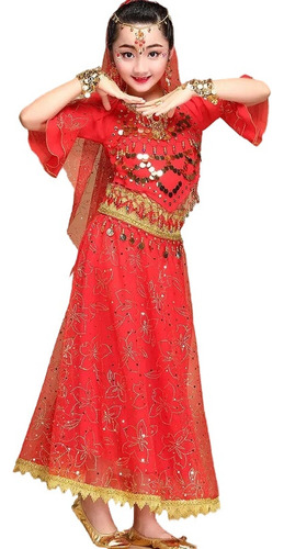 2024 Set De Disfraz De Danza India For Niños Sari Bollywood