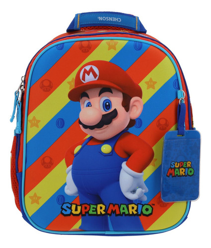 Mochila Chica Preescolar Chenson Super Mario Bros Drivuen Color Azul Diseño De La Tela Lisa