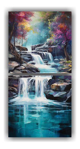 160x80cm Cuadro De Cascada Tranquila En Lienzos Modernos