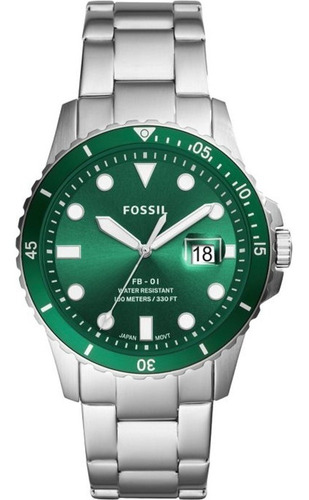 Reloj Fossil Fb-01 Fs5670 Plateado-verde De Caballero