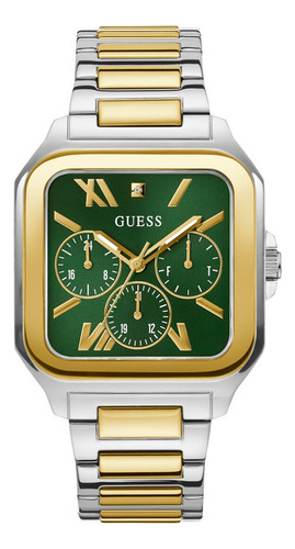 Reloj Hombre Marca Guess Pilot Color Negro Correa Bitono Bisel Bitono Fondo Bitono