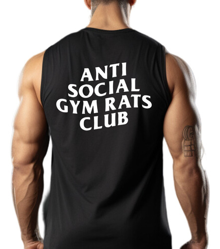 Playera Entrenamiento Sin Mangas Anti Social Gym Rats Club 