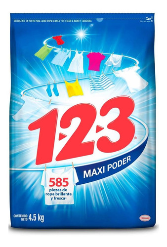 Detergente En Polvo 123 Maxi Poder Fresca Blancura 4.5kg