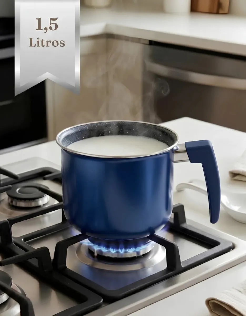 Leiteira Fervedor Antiaderente 1,5L Em Cerâmica Indução Fogão Azul PÍTIA
