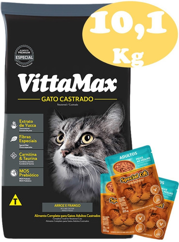 Vittamax Gato Castrado Pollo Y Arroz 10.1 Kg + Regalo