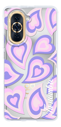 Funda Para Huawei Para Mujer Corazones Morados Con Nombre