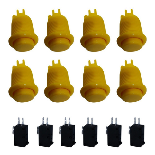 Kit Fliperama Com 25 Botões De Nylon Amarelo Electromatic 