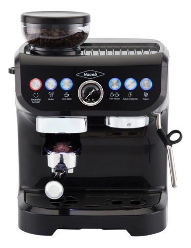 Máquina De Café Haceb Con Molino Integrado Negra Color Negro