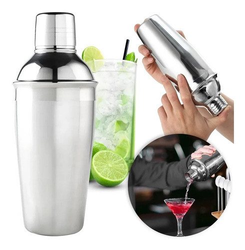 Coqueteleira Inox 500 Ml 3 Peças Drinks Caipirinha Bar