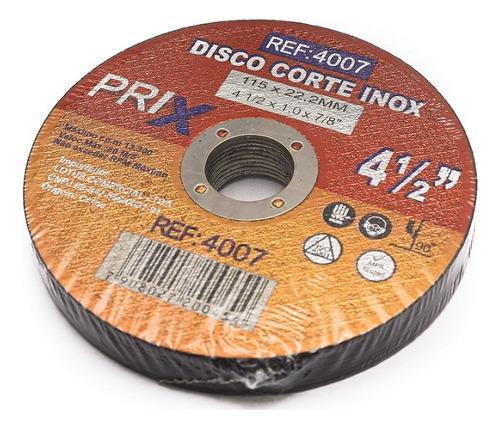 Disco De Corte Fino Inox 4.1/2 X 1,0 Esmerilhadeira 100 Pçs