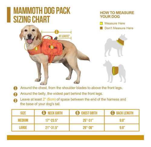 Onetigris Mochila Para Perros Medianos Y Grandes, Arnés De Naranja.