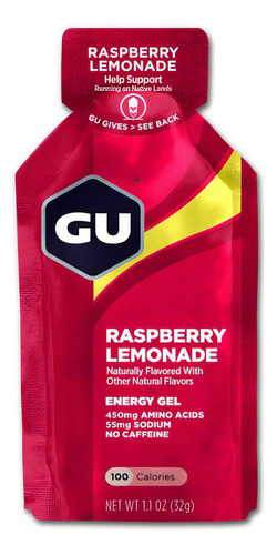 Gu Energy Gel 32grs Pack 12 Unidades Sabor Limonada De Frambuesa