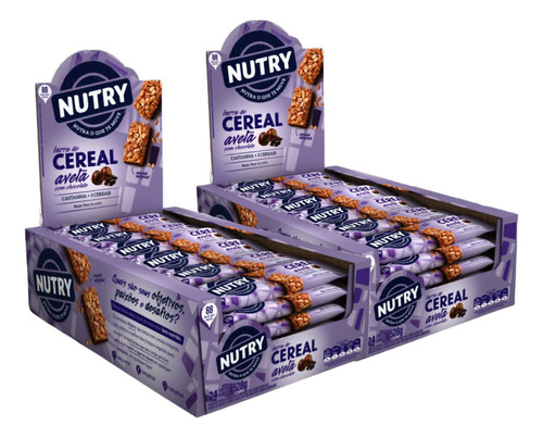 Kit 2 Nutry Barra De Cereal Avelã Com Chocolate 22g Dp 24 Un