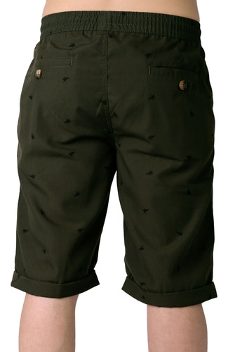 Med - Verde Militar - Bermuda Hombre Casual Recto Verde Giov