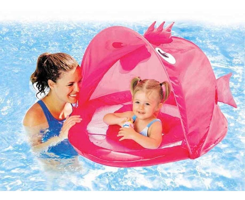 Flotador Para Bebes, Swimschool Con Sombrilla Proteccion Uv
