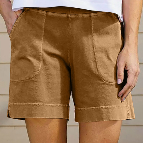Pantalones Cortos Cómodos Casuales Con Bolsillo Para Mujer,