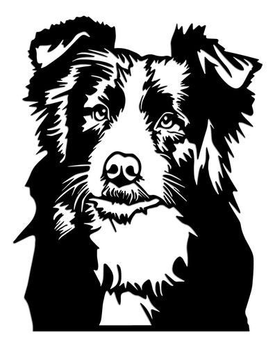 Cuadro Border Collie - Madera Calada - Negro Deco - 30x38cm