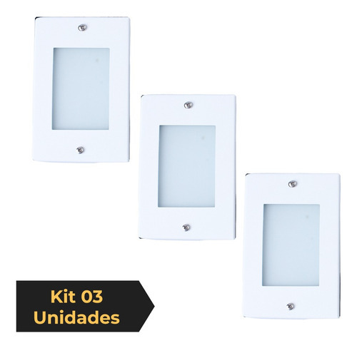 Kit 3 Balizador De Embutir Escada Parede Cx 4x2 Alumínio Cor Branco 110V/220V