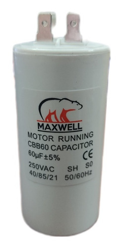 Capacitor Arranque Blanco 250v Maxwell 60uf+- 5%