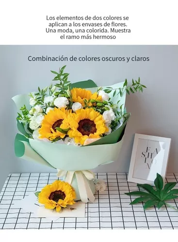 20 Hojas De Papel Coreano Para Ramos Bouquet Flores 01, Papel