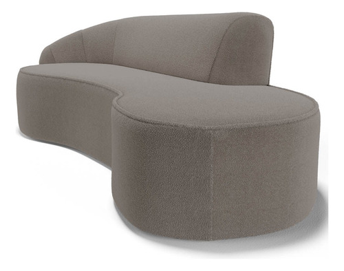 Sofá Living 280cm Braço Esquerdo Mozart Bouclê Bege Escuro Cor Creme