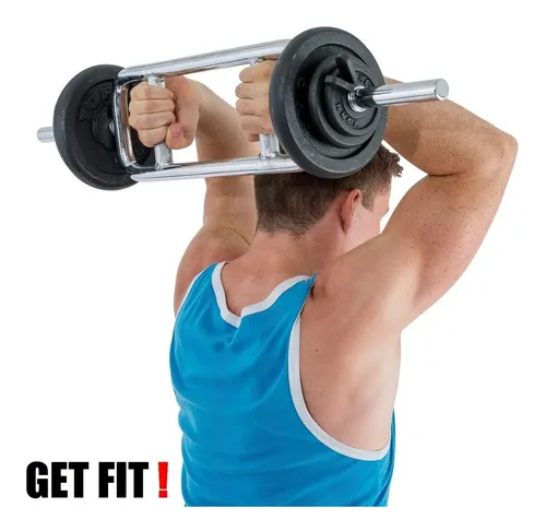 Barra Pesas Romana 30mm Y Topes Triceps Biceps Get Fit
