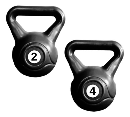 Kit Pesa Rusa Kettlebell Mancuerna 2kg + 4kg Plastica 