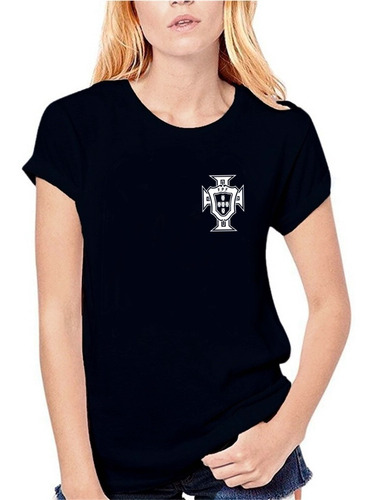 Remera Negra Portugal Mundial Qatar Adultos Niños Algodón